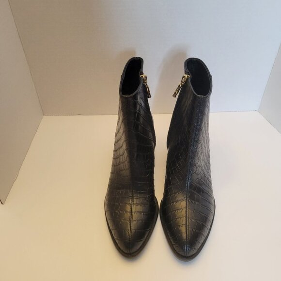 J. McLaughlin Black Croc-Embossed Ankle Boots - Picture 4 of 12